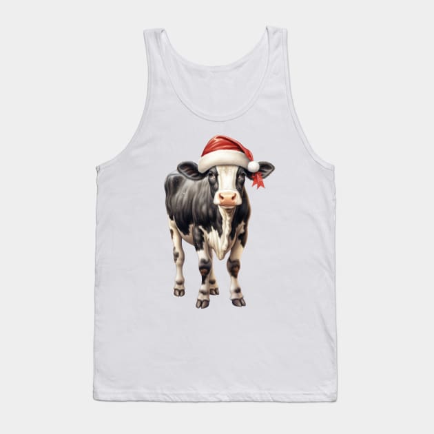 Vintage Christmas Cow Tank Top by Chromatic Fusion Studio